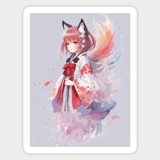 Kawaii baby in Kitsune fox kimono Magnet